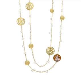 Cameo Italy Yellow Gold Plated Sterling Silver Fairy Necklace D
