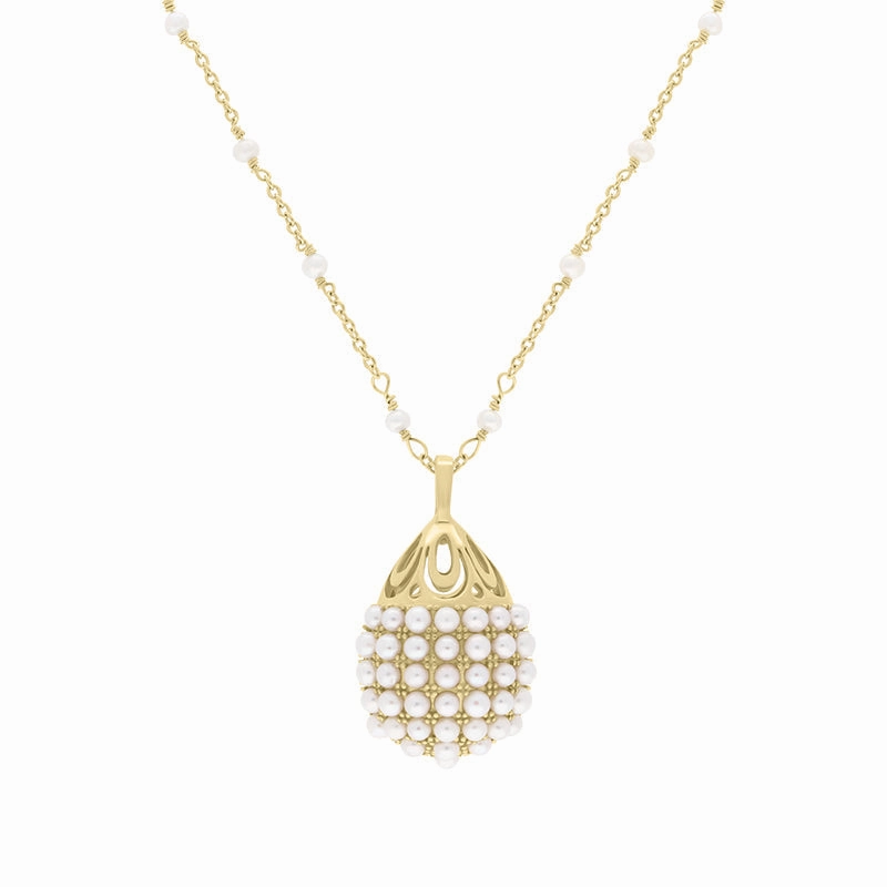 Cameo Italy Yellow Gold Plated Sterling Silver Freshwater Pearl Necklace D