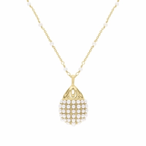 Cameo Italy Yellow Gold Plated Sterling Silver Freshwater Pearl Necklace D