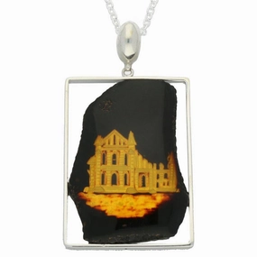 Carved Organic Sterling Silver Amber Abbey Pendant D