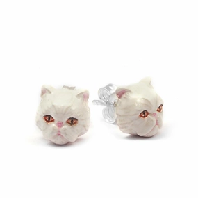 Cat Fever Sterling Silver Enamelled Persian Muzzle Earrings D