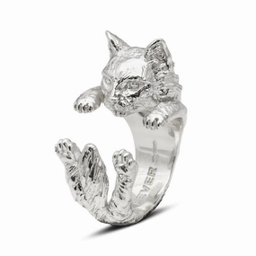 Cat Fever Sterling Silver Norwegian Forest Cat Hug Ring D