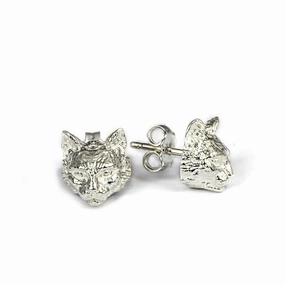 Cat Fever Sterling Silver Norwegian Forest Cat Muzzle Earrings
