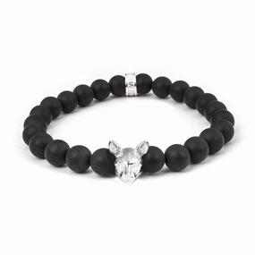 Cat Fever Sterling Silver Onyx Siamese Bracelet