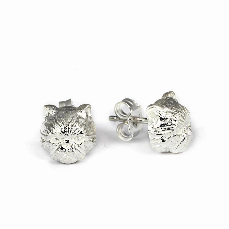 Cat Fever Sterling Silver Persian Muzzle Earrings D