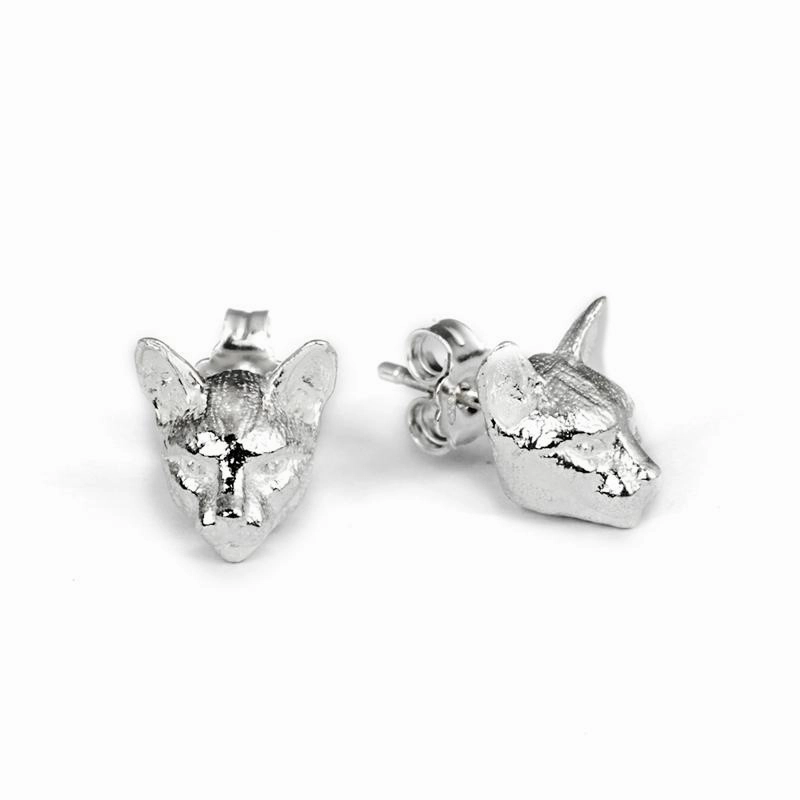 Cat Fever Sterling Silver Siamese Muzzle Earrings
