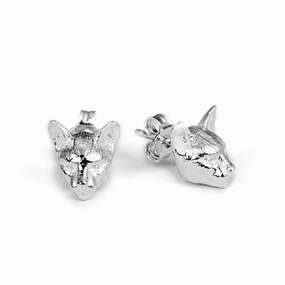 Cat Fever Sterling Silver Siamese Muzzle Earrings