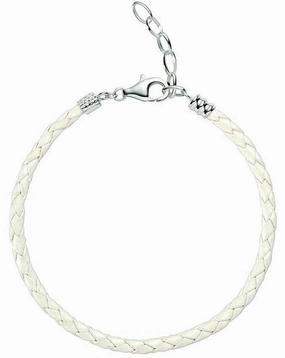 Chamilia Bracelet Leather White Metallic Braided
