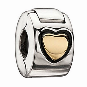 Chamilia Charm Gold Heart Lock Silver