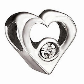 Chamilia Charm Jeweled Heart Clear Cz Silver