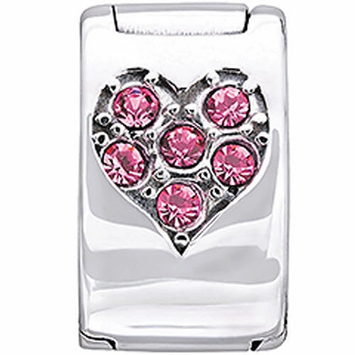 Chamilia Charm Jeweled Heart Lock Light Pink Swarovski Silver