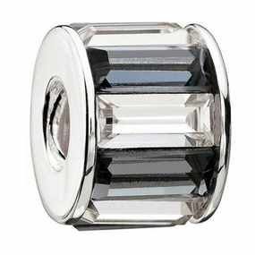 Chamilia Sterling Silver Black White Crystal Baguette Charm D