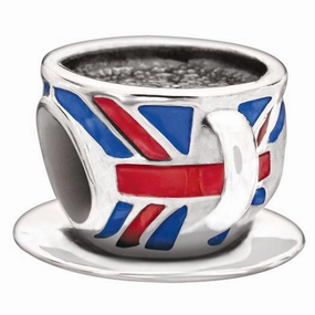Chamilia Sterling Silver Coloured Enamel British Cuppa Charm D