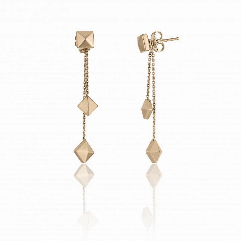 Chimento Armillas Pyramis 18ct Rose Gold Studs Double Drop Earrings