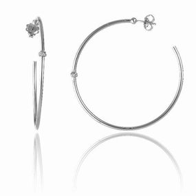 Chimento Bamboo Flirt 18ct White Gold 0.20ct Diamond Large Hoop Earrings