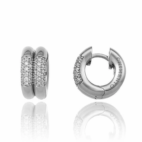 Chimento Bamboo Pure 18ct White Gold 0.32ct Diamond Mini Hoop Earrings