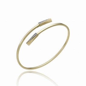 Chimento Bamboo Sipario 18ct Yellow Gold 0.08ct Diamond Crossover Bangle