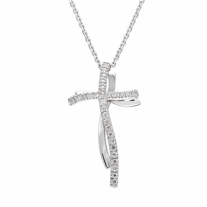 Chimento Croci 18ct White Gold 0.15ct Diamond Cross Necklace