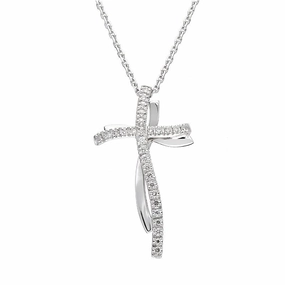 Chimento Croci 18ct White Gold 0.15ct Diamond Cross Necklace