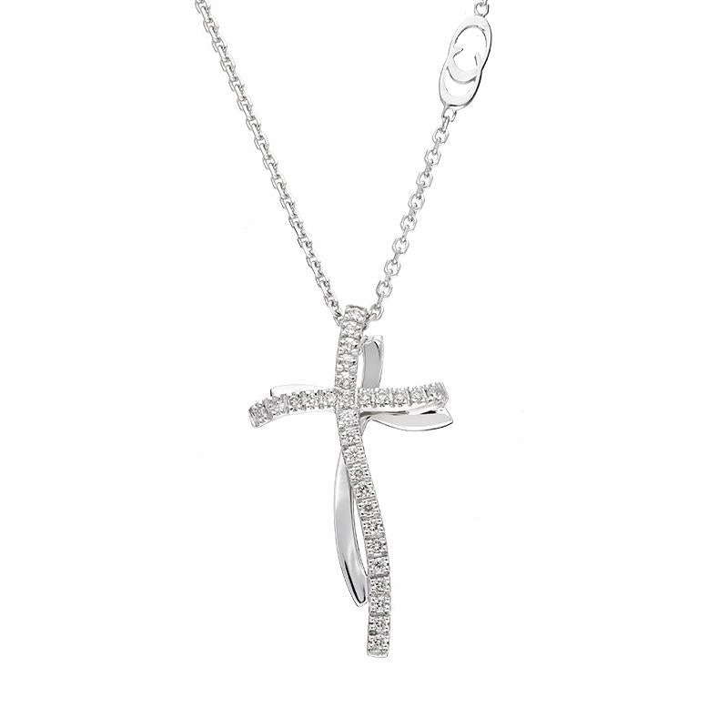Chimento Croci 18ct White Gold 0.15ct Diamond Cross Necklace