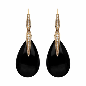 Chimento Elisir 18ct Rose Gold Whitby Jet Diamond Pear Drop Earrings D
