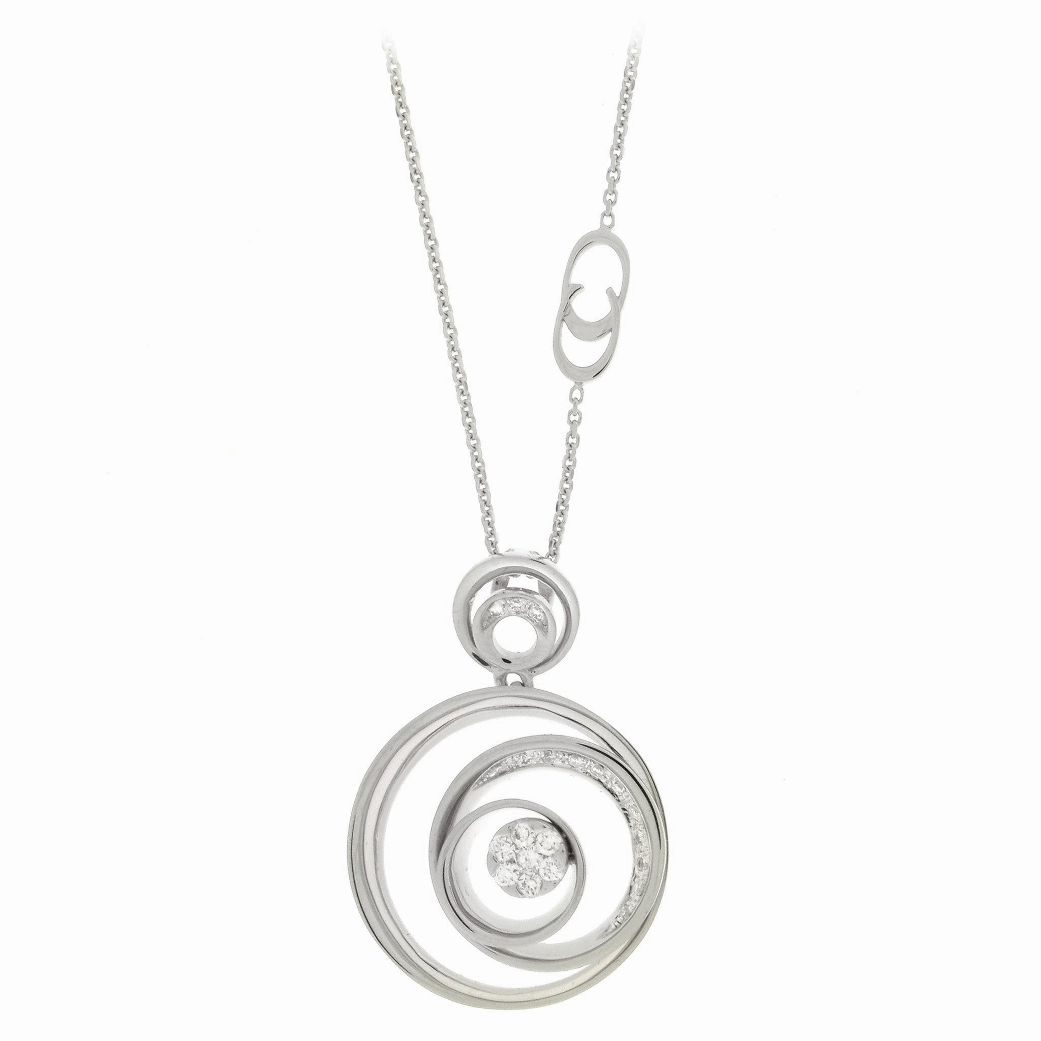 Chimento Fleur 18ct White Gold 0.23ct Diamond Orbital Necklace D