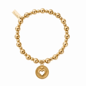 Chlobo Boho Luxe Gold Plated Mini Small Ball Guiding Heart Bracelet