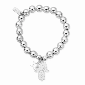 Chlobo Boho Luxe Medium Ball Moon and Star Hamsa Hand Bracelet