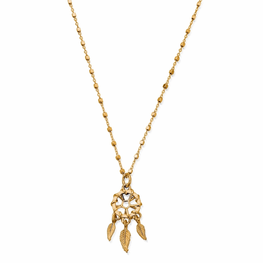 Chlobo Iconics Gold Plated Delicate Cube Dream Catcher Necklace