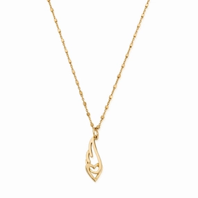 Chlobo Iconics Gold Plated Delicate Cube Interlocking Heart and Angel Wing Necklace
