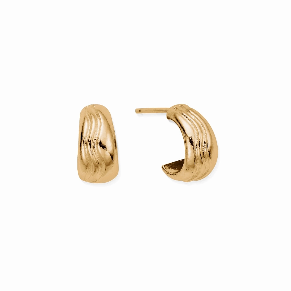 Chlobo Iconics Gold Plated Wave Huggie Hoop Earrings