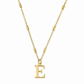ChloBo Sterling Silver Gold Plated Initial Necklace E