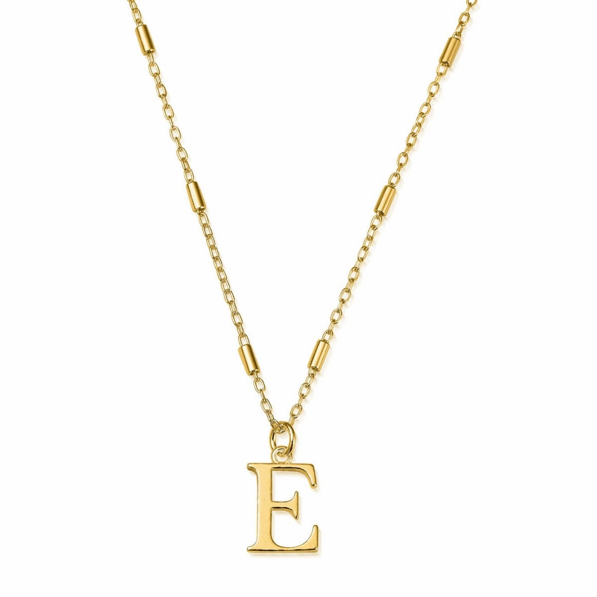 ChloBo Sterling Silver Gold Plated Initial Necklace E