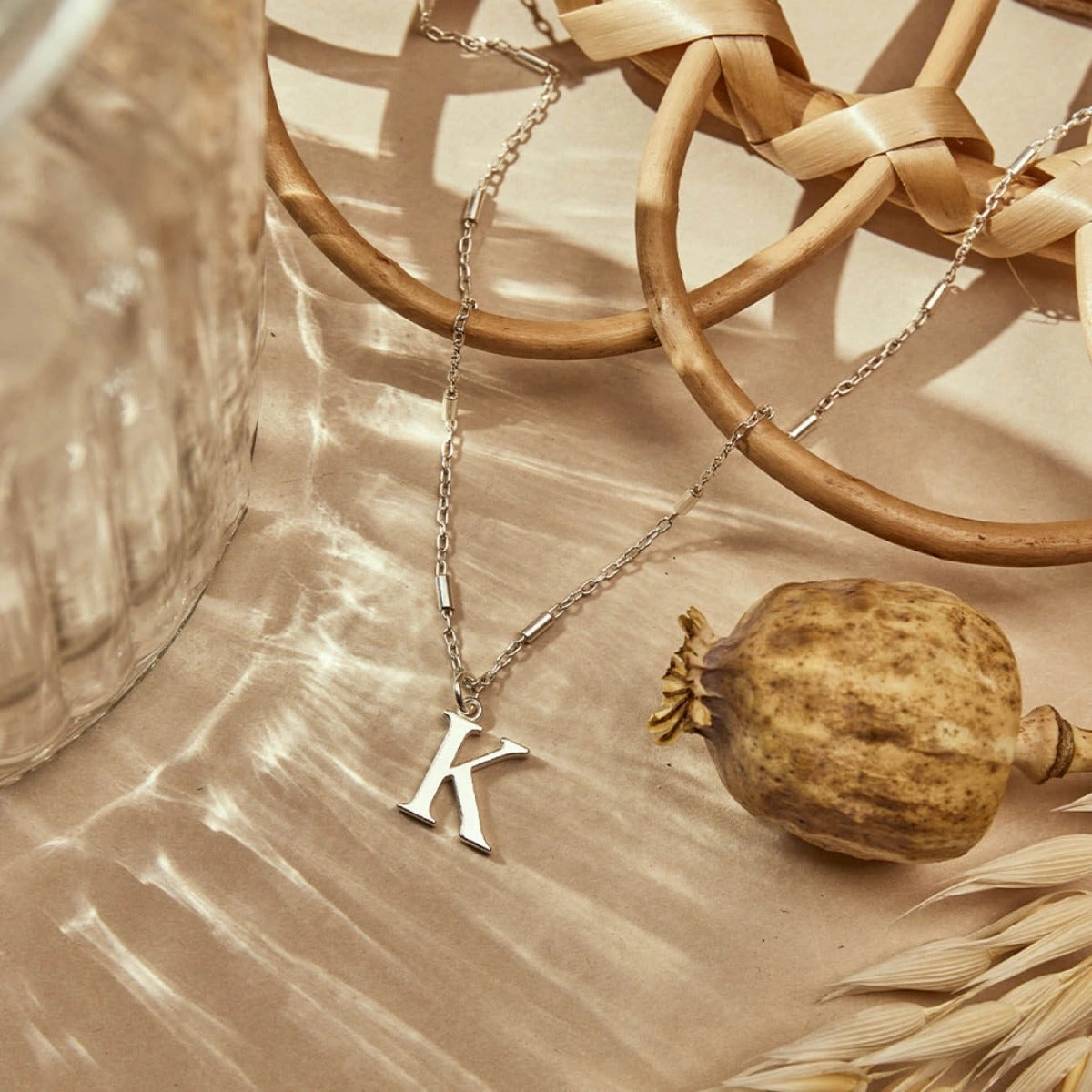 ChloBo Sterling Silver Gold Plated Initial Necklace K