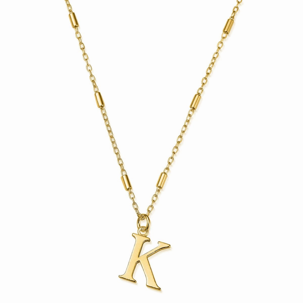 ChloBo Sterling Silver Gold Plated Initial Necklace K