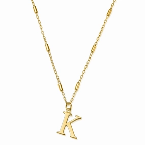 ChloBo Sterling Silver Gold Plated Initial Necklace K