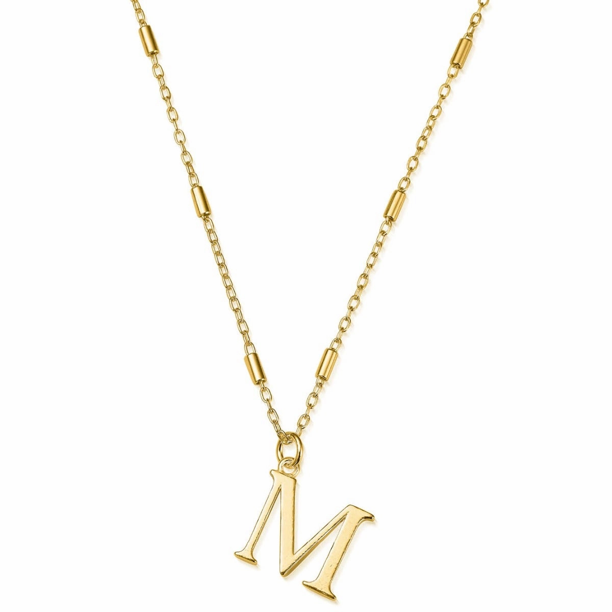 ChloBo Sterling Silver Gold Plated Initial Necklace M