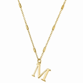 ChloBo Sterling Silver Gold Plated Initial Necklace M