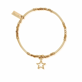 ChloBo Sterling Silver Gold Plated Mini Noodle Cube Open Star Bracelet