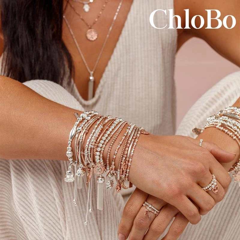 ChloBo Sterling Silver Rose Gold Plated Triple Star Bracelet