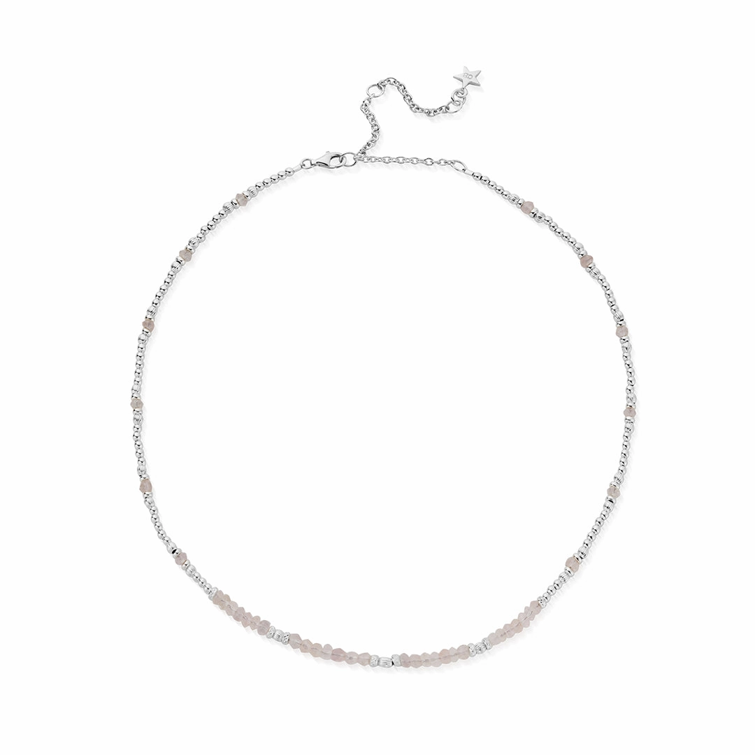 ChloBo Sterling Silver Summer Of Love Rose Quartz Choker Necklace