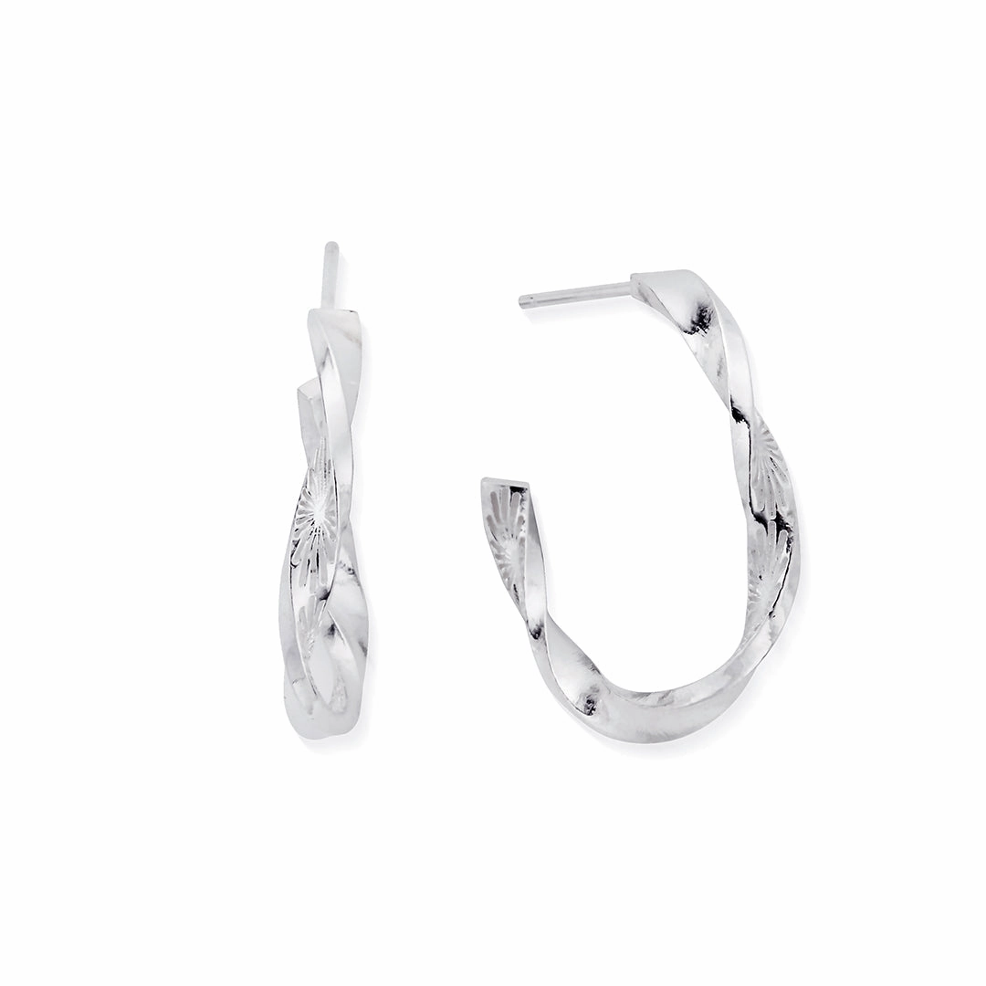 ChloBo Sterling Silver Sun Twisted Hoop Earrings