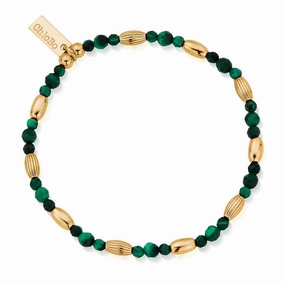 ChloBo Wandering Free Gold Plated Sterling Silver Alternative Rice Malachite Bracelet D
