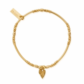 ChloBo Wandering Free Gold Plated Sterling Silver Leaf Heart Sparkle Bracelet