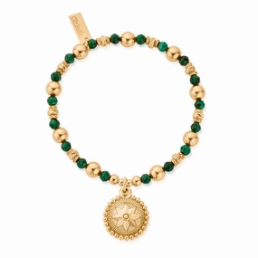 ChloBo Wandering Free Gold Plated Sterling Silver Malachite Bracelet