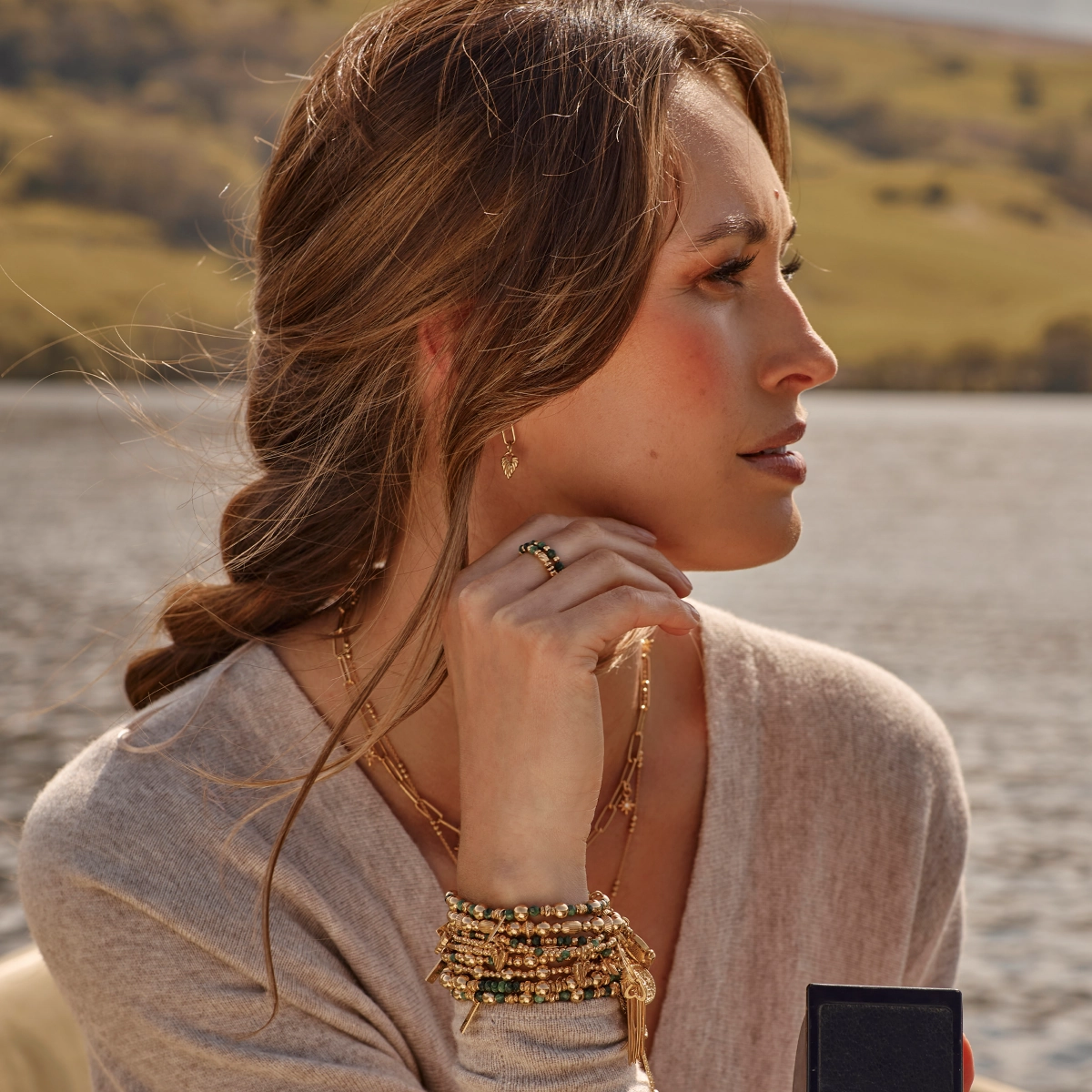 ChloBo Wandering Free Gold Plated Sterling Silver Tranquil Journey Small Hoops