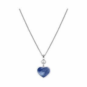 Chopard Happy Hearts 18ct White Gold Mother Of Pearl 0.05ct Diamond Necklace