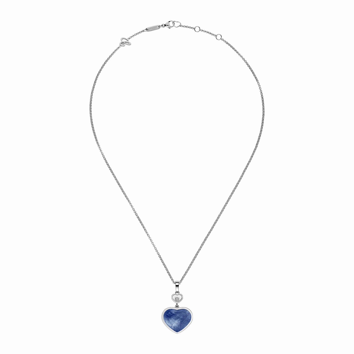 Chopard Happy Hearts 18ct White Gold Mother Of Pearl 0.05ct Diamond Necklace