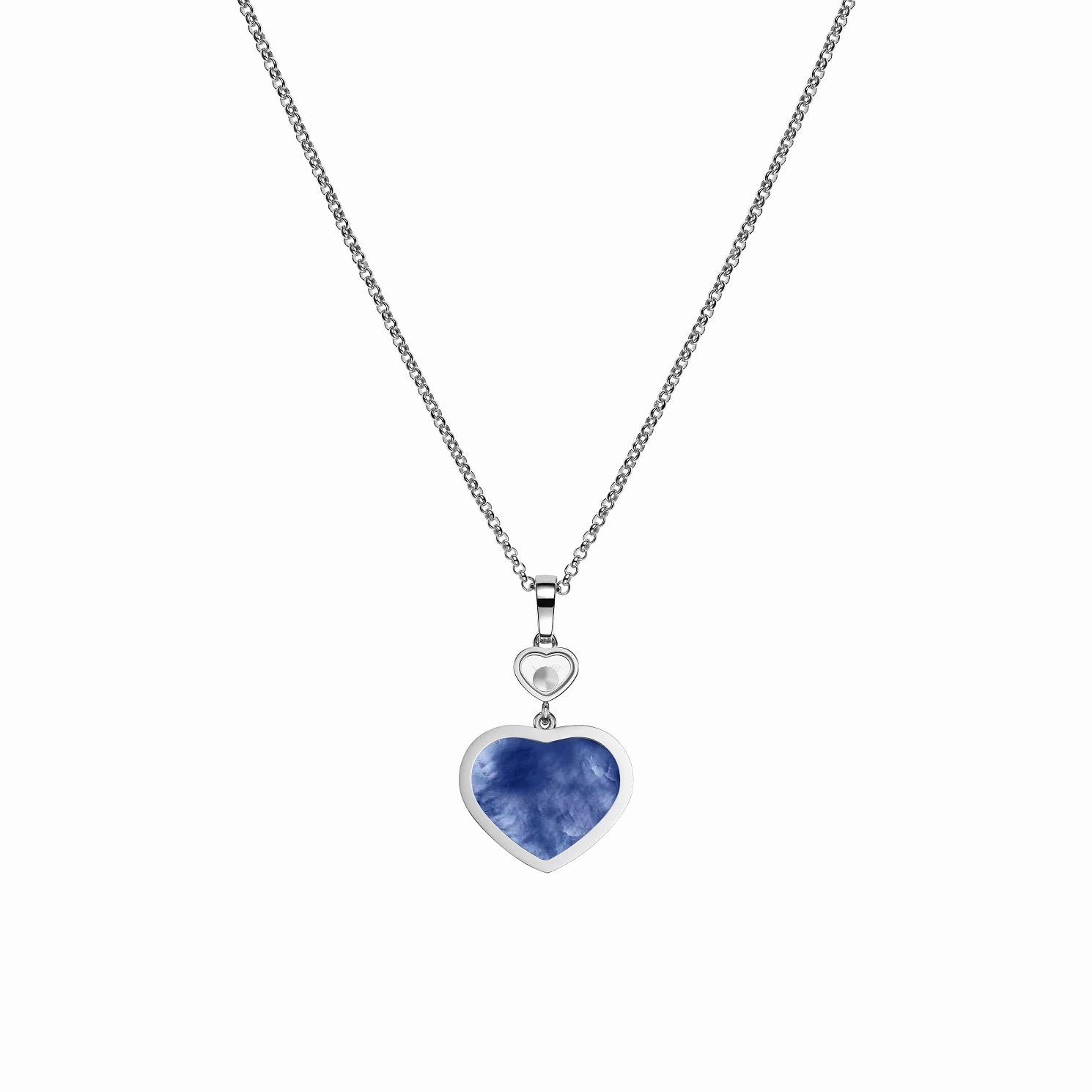 Chopard Happy Hearts 18ct White Gold Mother Of Pearl 0.05ct Diamond Necklace