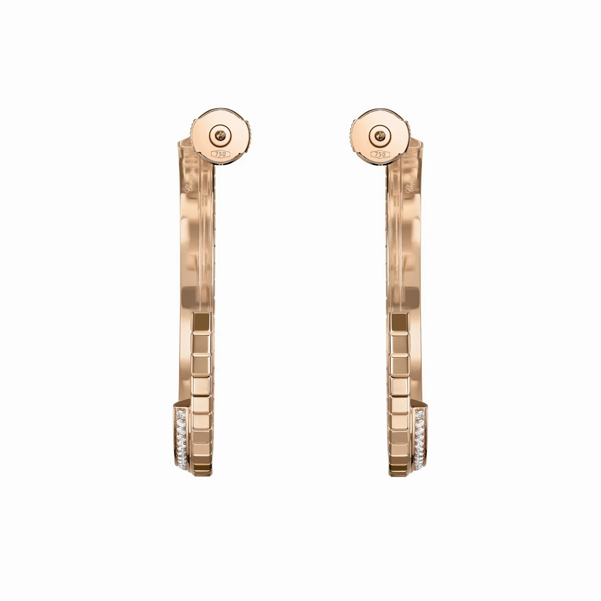 Chopard Ice Cube 18ct Rose Gold 0.66ct Diamond Large Hoop Earrings